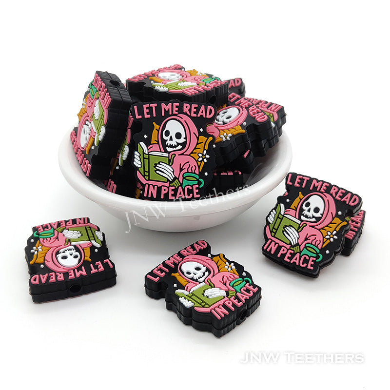 Let me read in peace skeleton silicone focal beads