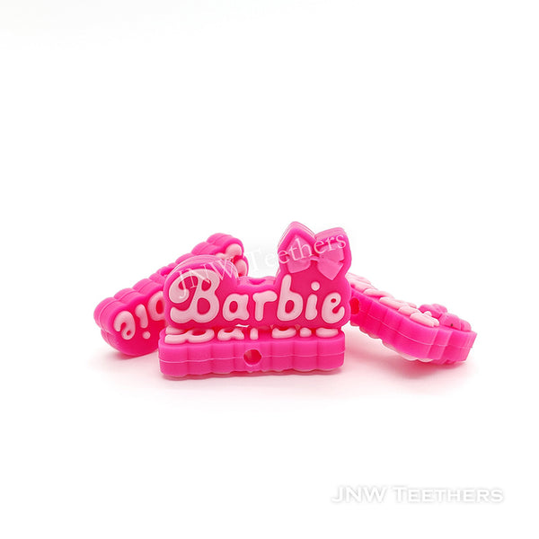 Pink Letter Barb Silicone Focal Beads