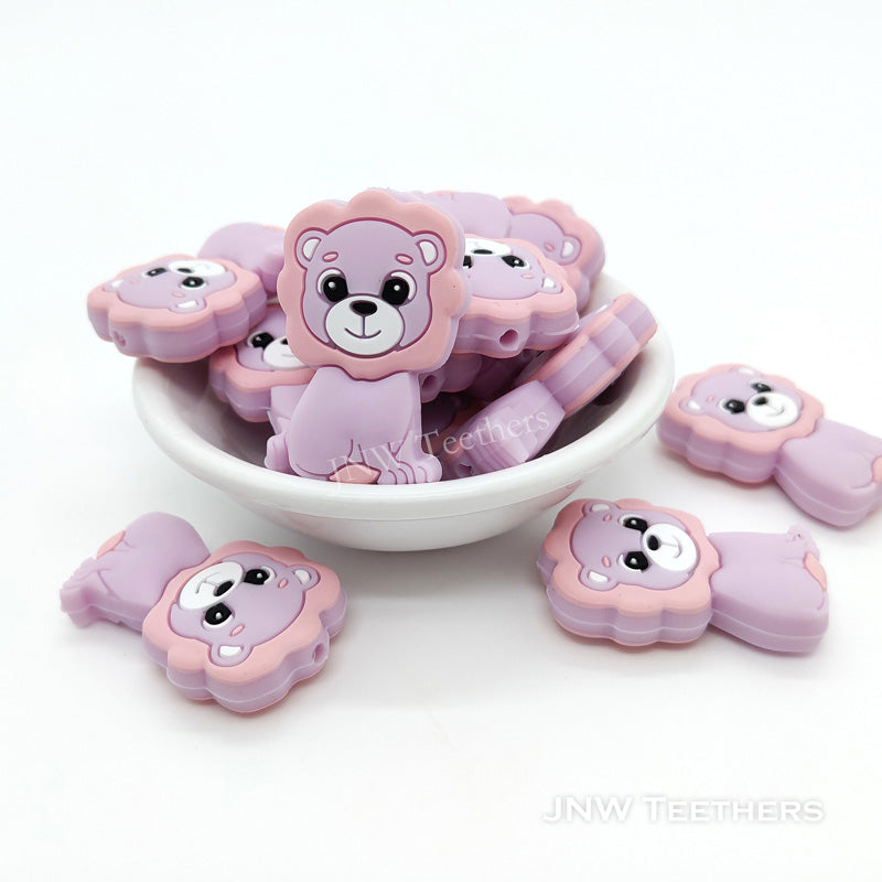 Lion silicone focal beads lilac