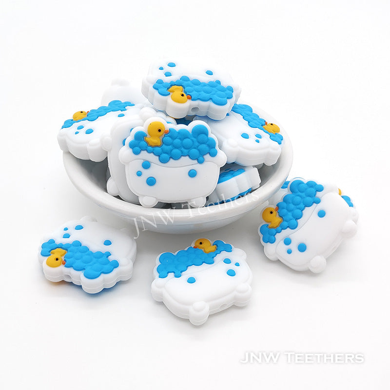 Little duck in bathtub silicone focal beads