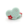 Heart with little star silicone focal beads mint