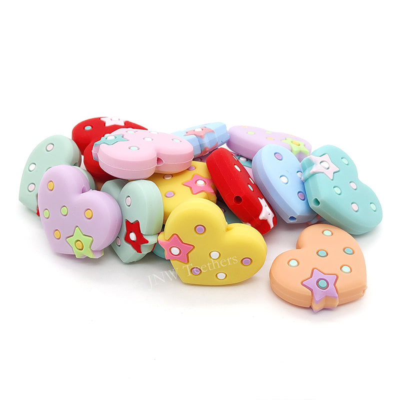 Heart with little star silicone focal beads