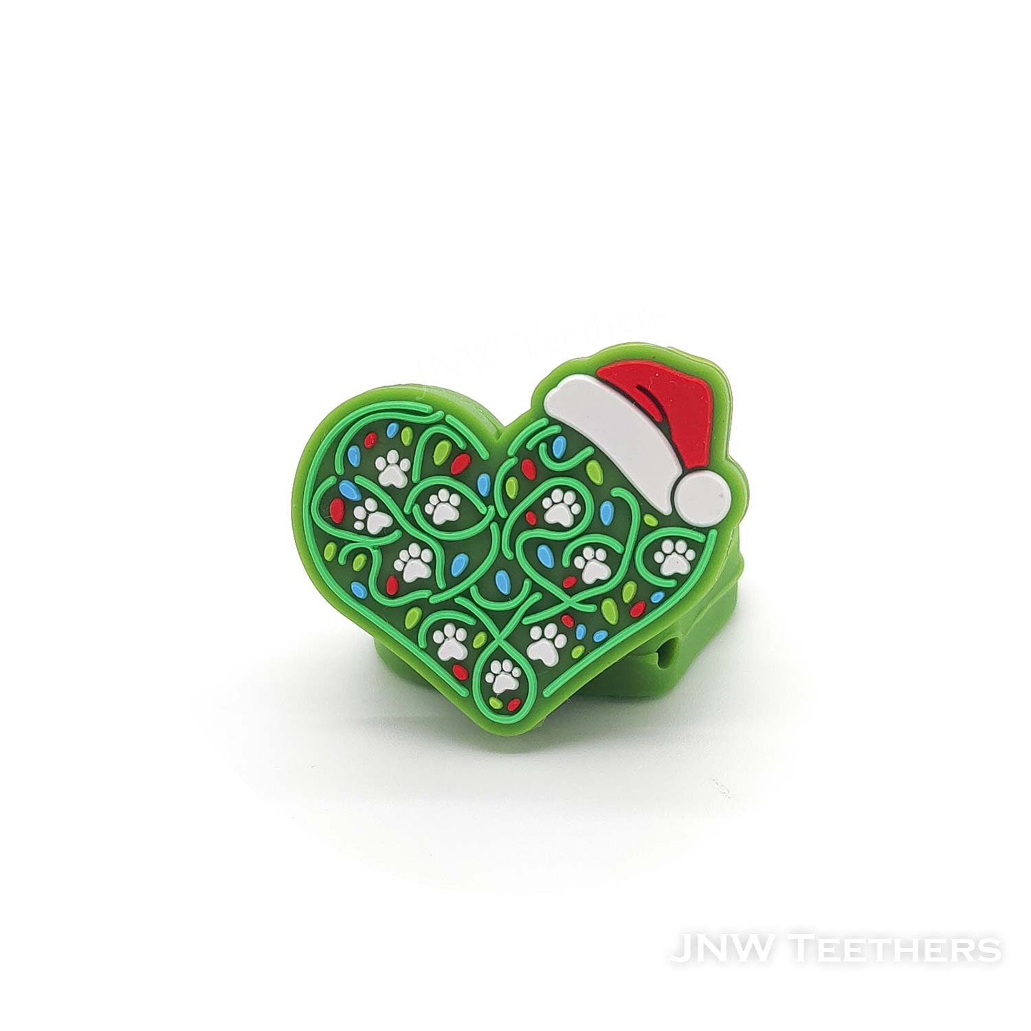 Love heart Santa hat silicone focal beads