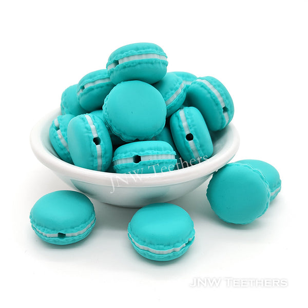 Macaron silicone focal beads turquoise
