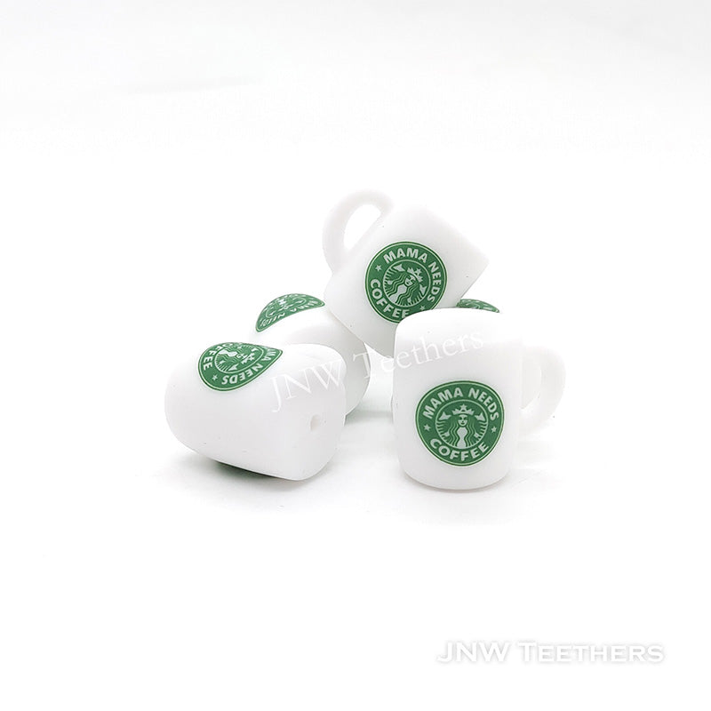 Mama Needs Coffee Shop Cup Silicone Focal Beads