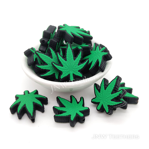 Marijuana leaf silicone focal beads