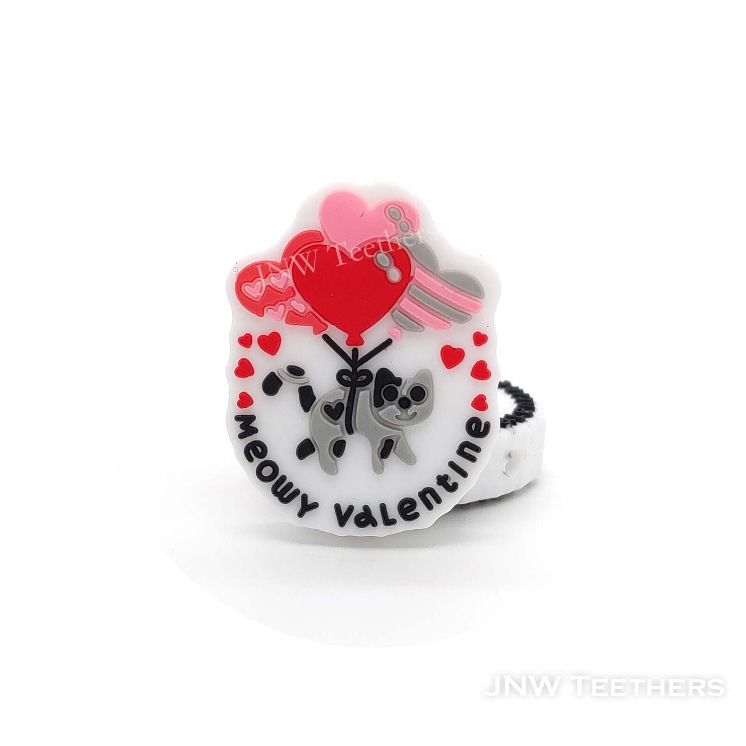 Meowy Valentine heart balloon cat silicone focal beads