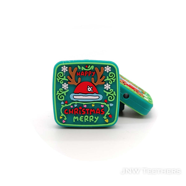 Merry Christmas deer antler santa hat silicone focal beads