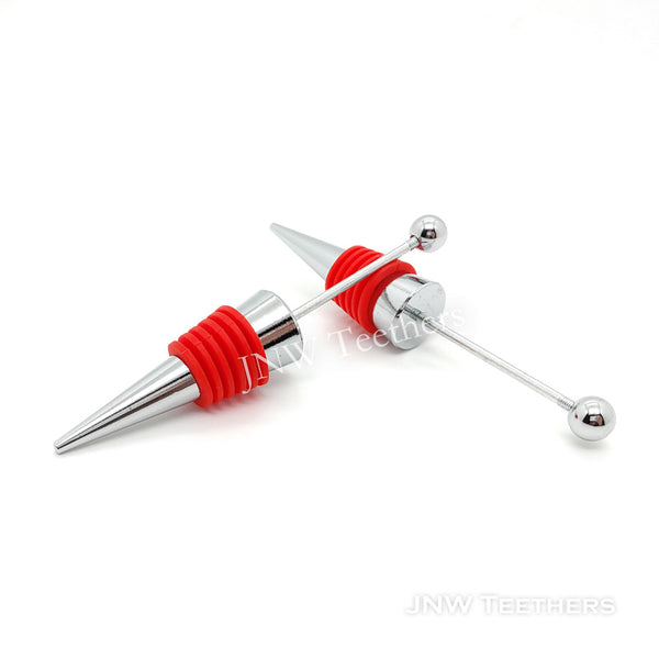 Metal beadable wine stopper red