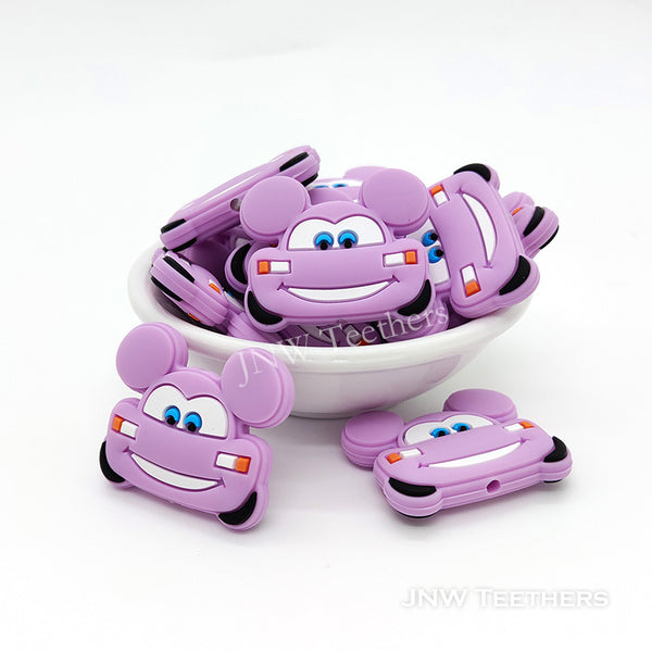 Mouse car silicone focal beads lavender