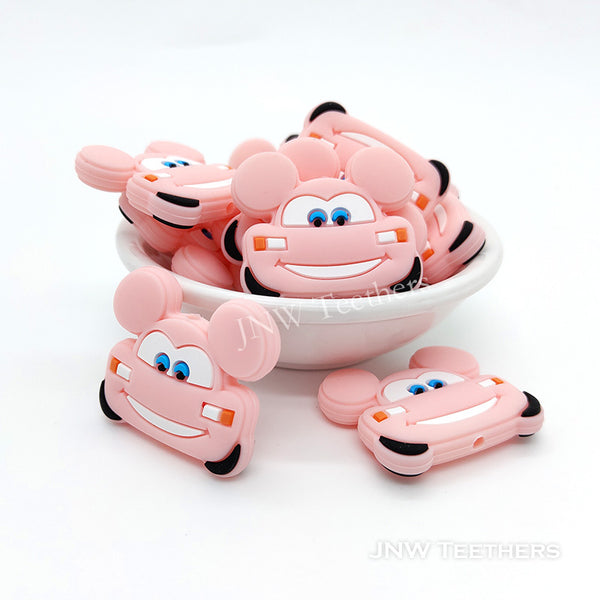 Micky mouse car silicone focal beads pink