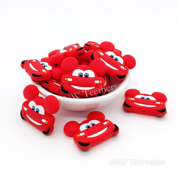 Mouse car silicone focal beads red
