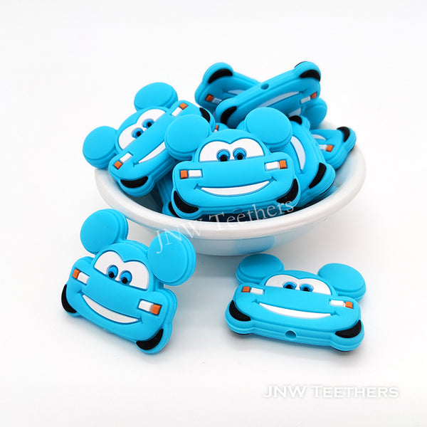 Mouse car silicone focal beads sky blue