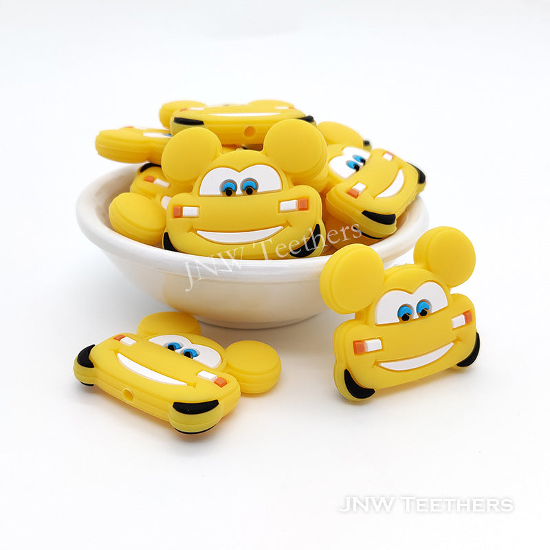 Mouse car silicone focal beads yellow