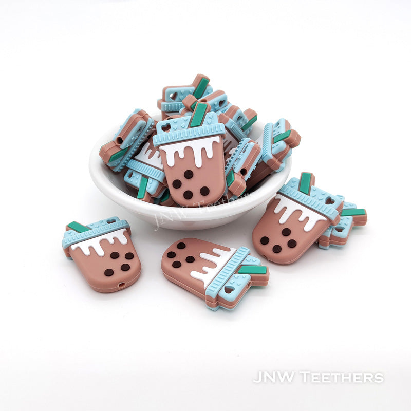Milk tea silicone focal beads brown