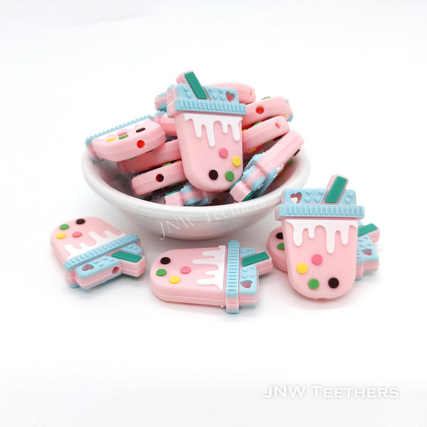 Milk tea silicone focal beads pink