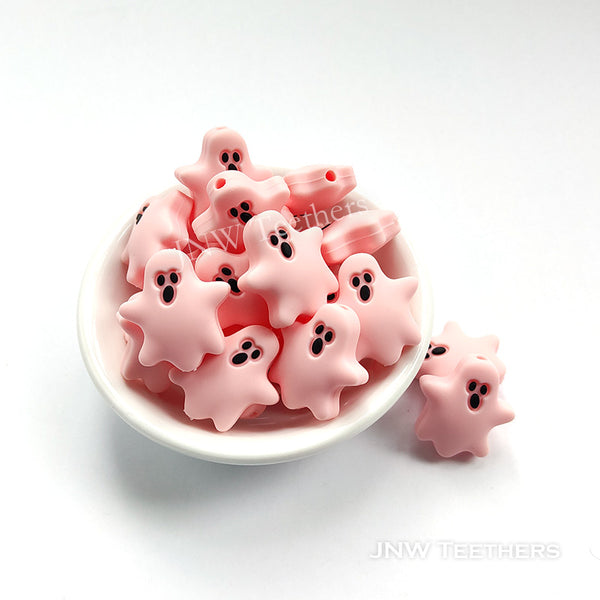 ghost silicone focal beads pink