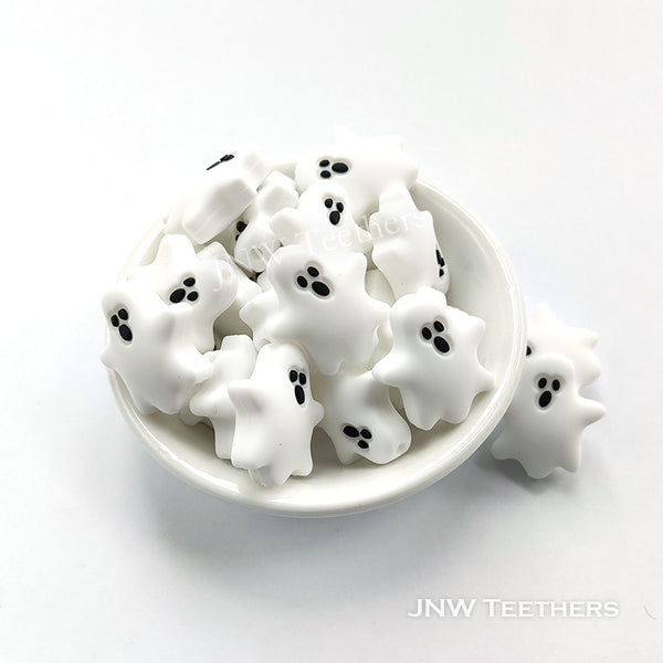 ghost silicone focal beads white