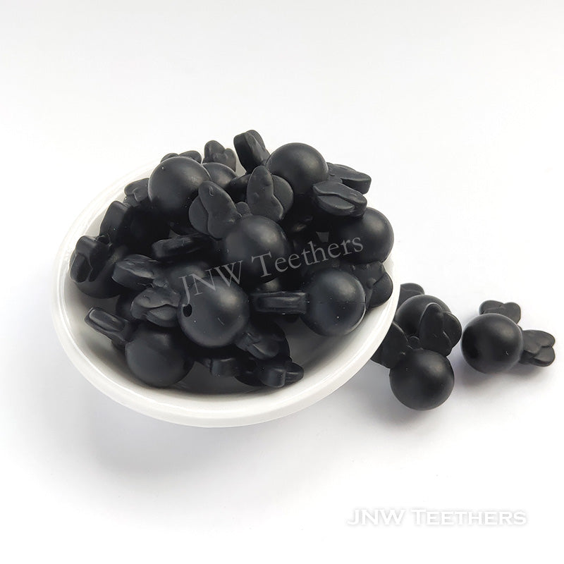 Minni mouse head silicone beads black