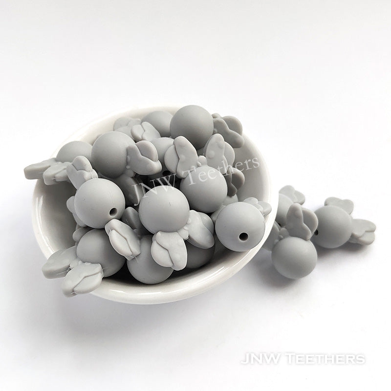 Minni mouse head silicone beads gray