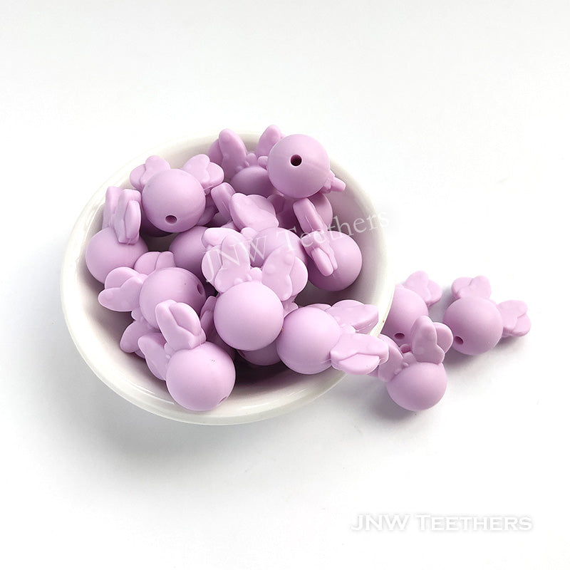 Minni mouse head silicone beads lavender