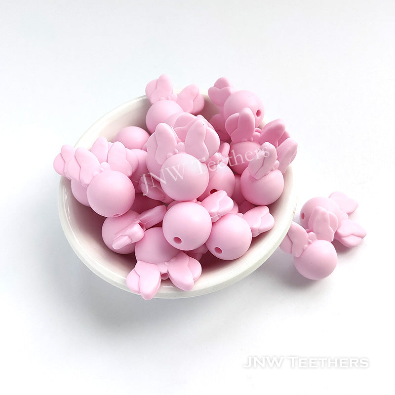 Minni mouse head silicone beads pastel pink