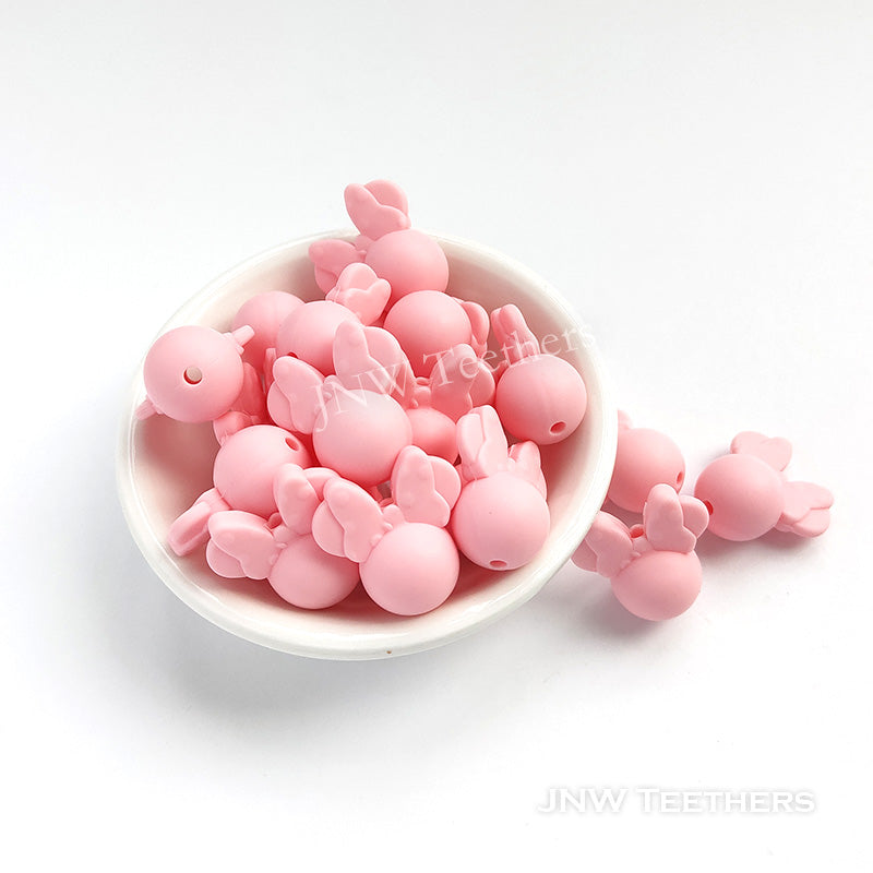 Minni mouse head silicone beads Pink