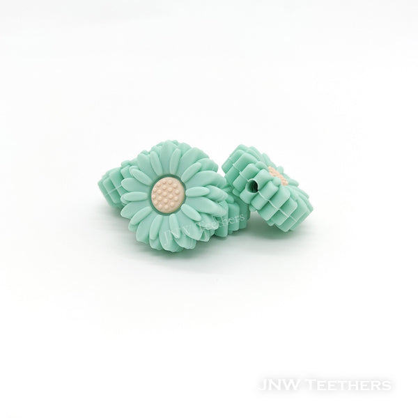 Mint green 20mm Mini Daisy Silicone Focal Beads
