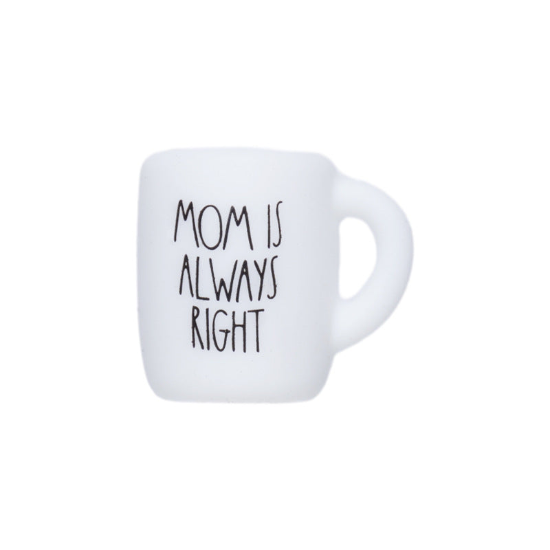 Mom is always right printed coffee mug silicone beads wholesale