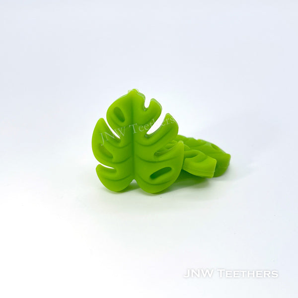 Monstera leaf silicone beads chartreuse