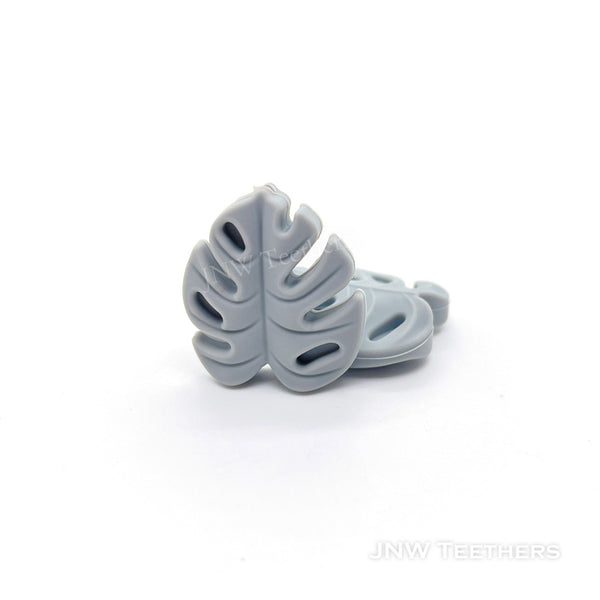 Monstera leaf silicone beads gray