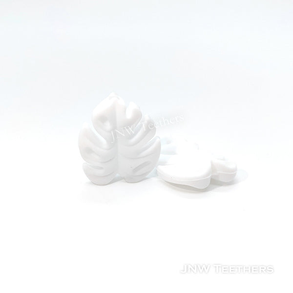 Monstera leaf silicone beads white
