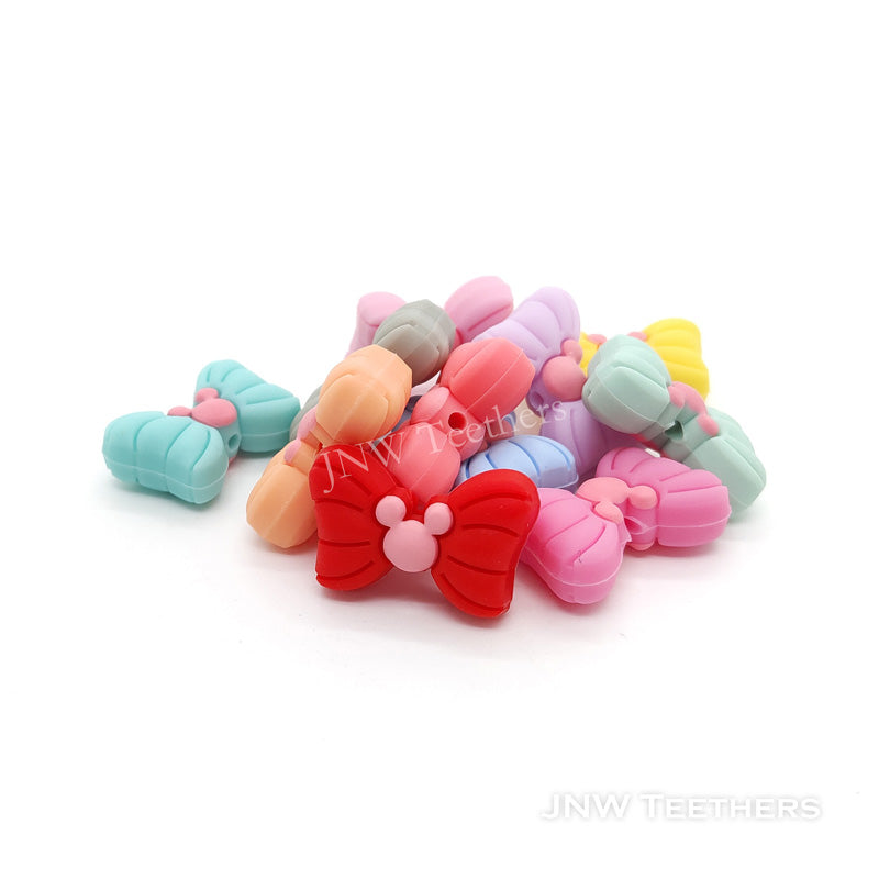 Mouse bow knot silicone focal beads