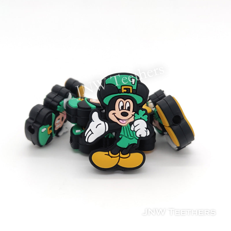 St. Patrick's Day Mr Mouse Silicone Focal Beads