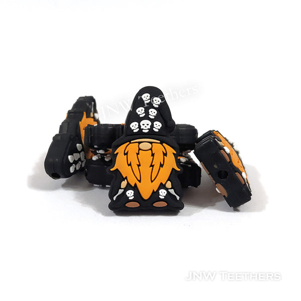 JNWTeethers Skull Hat Black Pirate Gnome Halloween Silicone Focal Beads