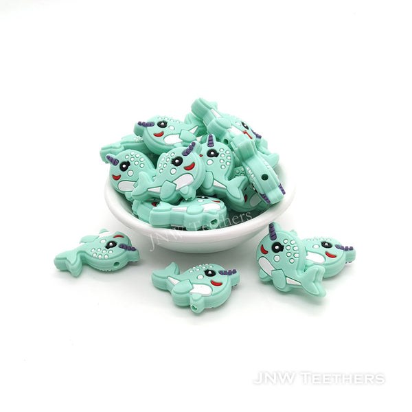 Pack 5 Narwhal Silicone Focal Beads