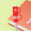 Red Tea Cup Shape Silicone Straw Topper Covers