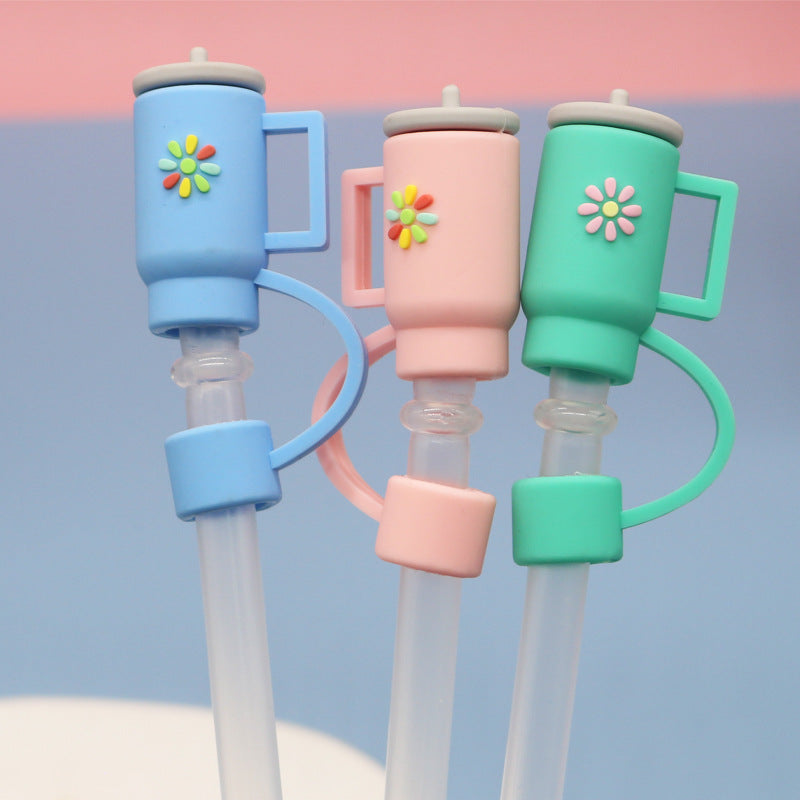 Tea Cup Shape Silicone Straw Topper Covers