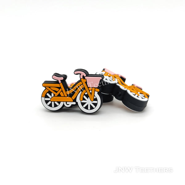 Orange Bicycle silicone focal beads