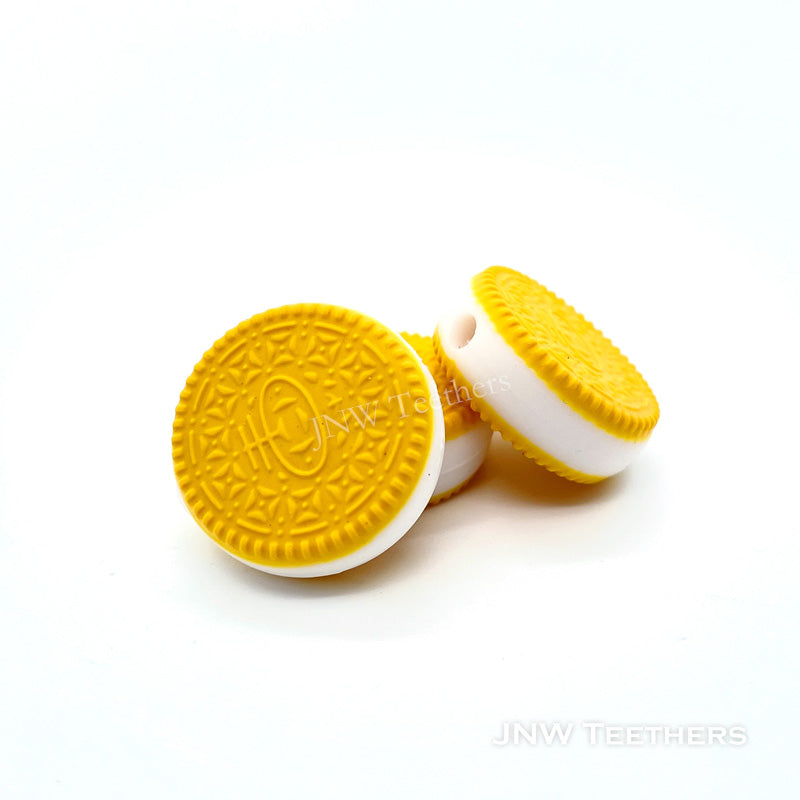 Yellow Biscuit silicone focal beads