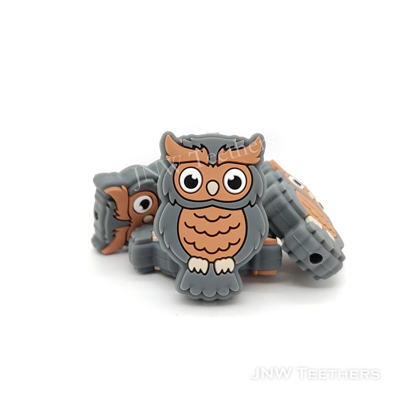 Gray owl silicone focal beads