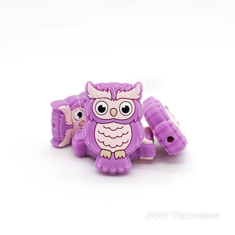 Lavender owl silicone focal beads