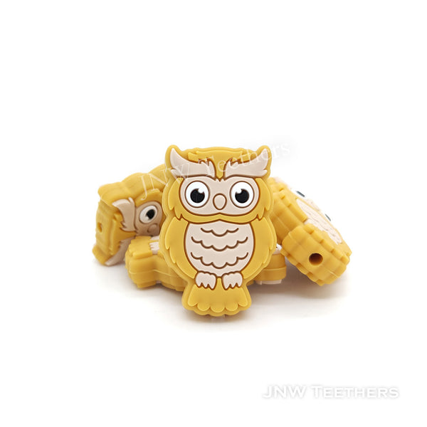 Yellow owl silicone focal beads