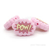 Pow silicone focal beads pink