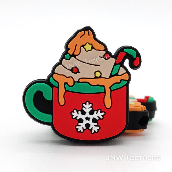 PVC Christmas hot cocoa focal beads