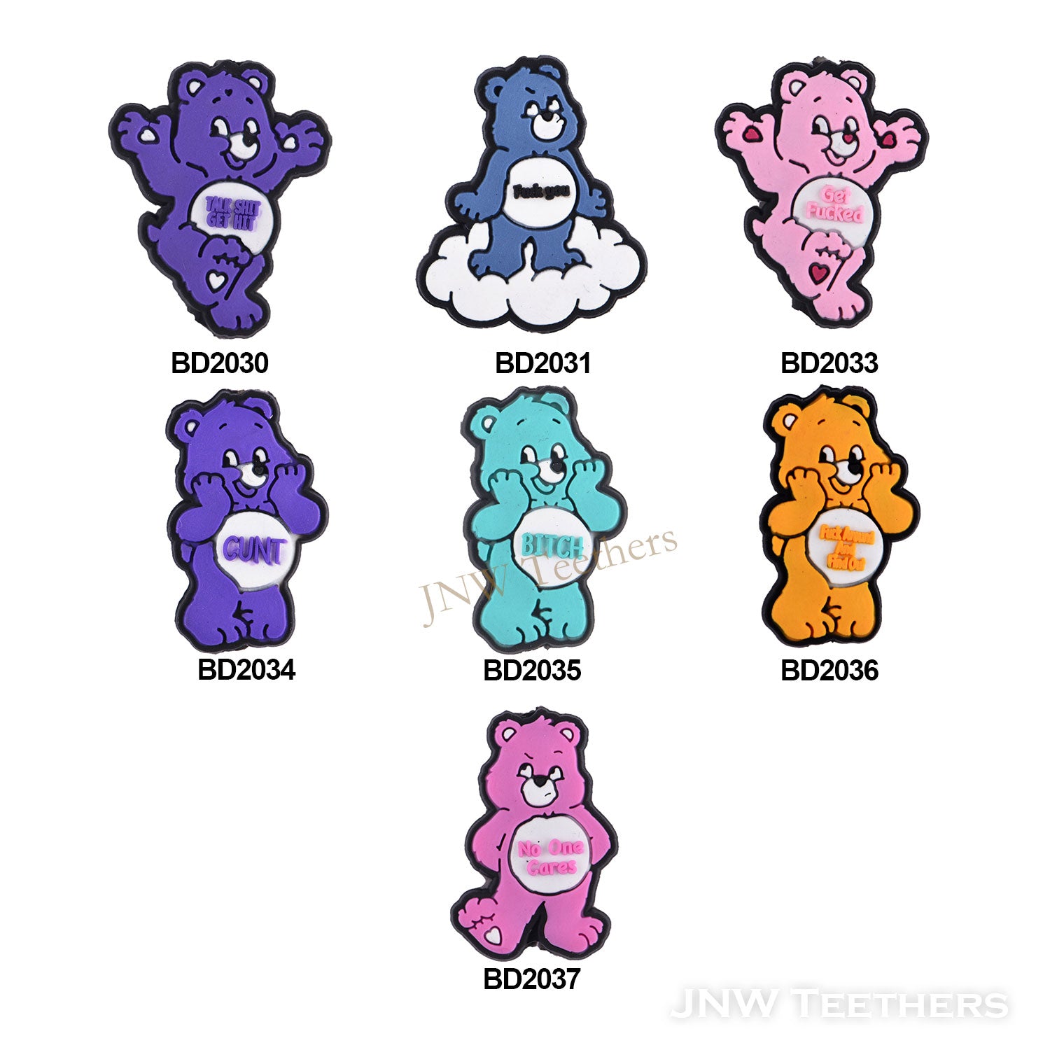 Rainbow Bears Plastic Focal Beads
