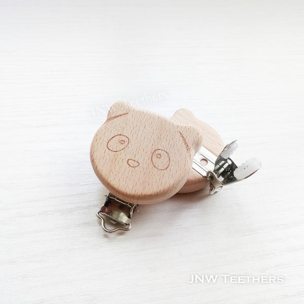 Panda engraved wooden clip