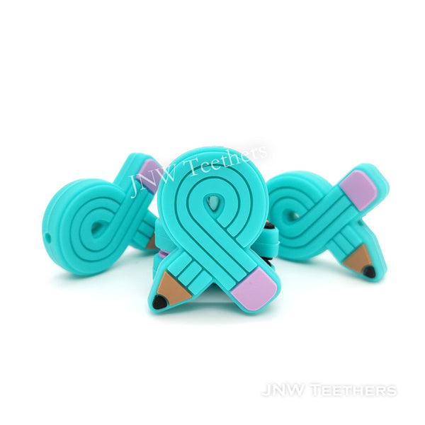 Turquoise Pencil Silicone Focal Beads