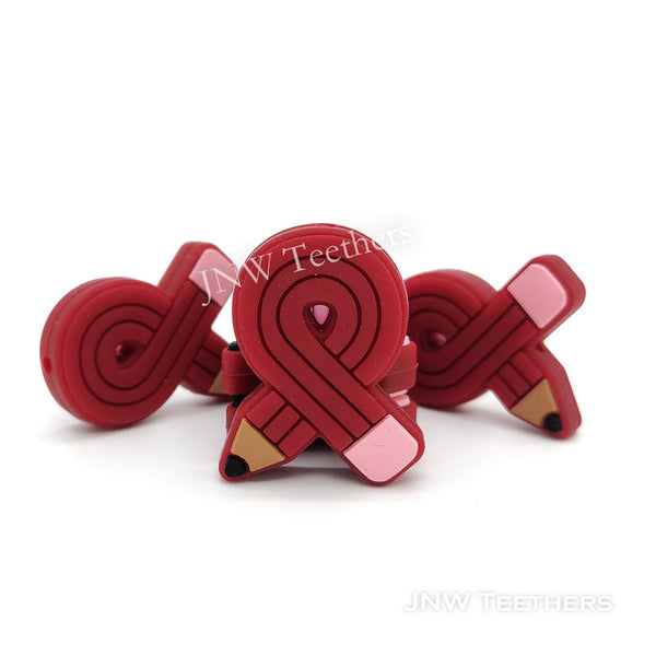 Dark Red Pencil Silicone Focal Beads