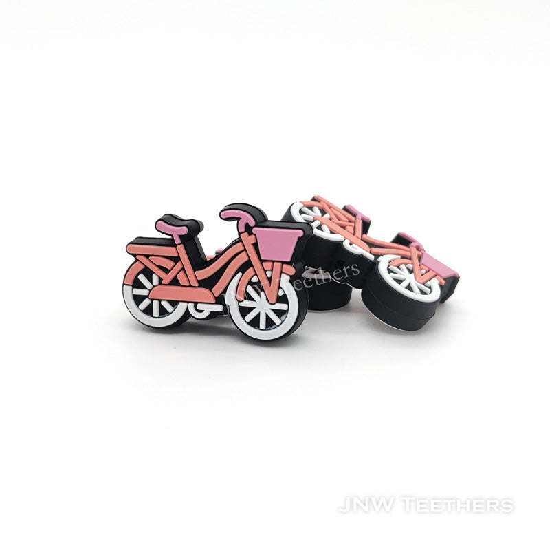 Pink Bicycle silicone focal beads